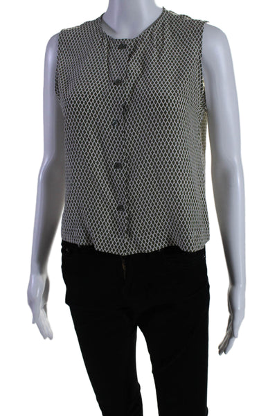 Equipment Femme Women's Sleeveless Silk Button Down Blouse Gray Size XS