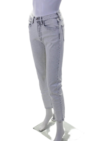 Edwin Womens Button Fly High Rise Slim Cut Jeans White Gray Denim Size 24