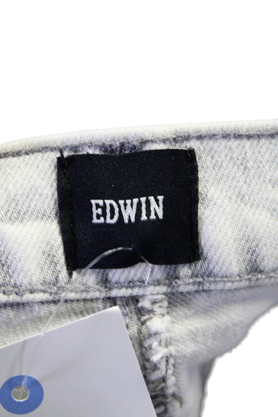 Edwin Womens Button Fly High Rise Slim Cut Jeans White Gray Denim Size 24