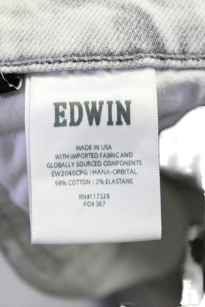 Edwin Womens Button Fly High Rise Slim Cut Jeans White Gray Denim Size 24