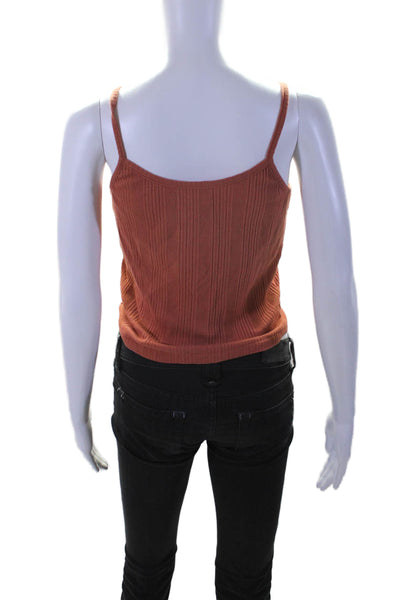 Madewell Womens Cotton Rib Button Short Sleeve Cardigan Sweater Orange Size XS