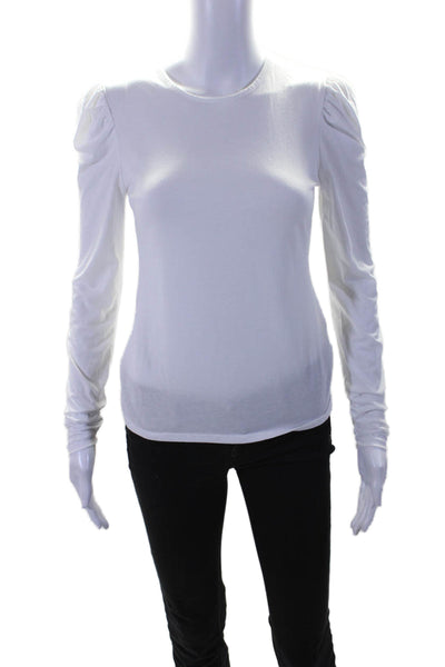 Rebecca Taylor Womens Cotton Long Sleeve Basic Slim Fit Top White Size XS