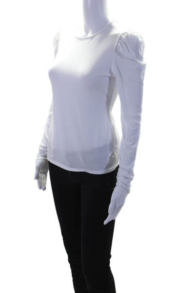 Rebecca Taylor Womens Cotton Long Sleeve Basic Slim Fit Top White Size XS