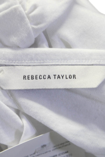 Rebecca Taylor Womens Cotton Long Sleeve Basic Slim Fit Top White Size XS