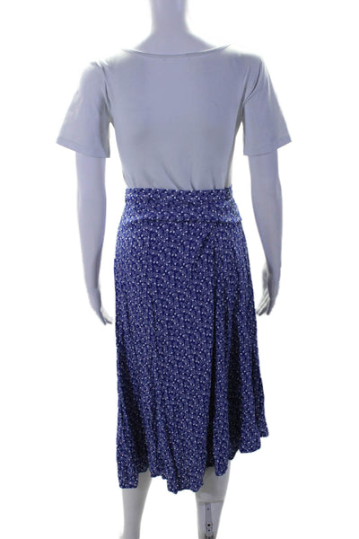 Los Angeles Atelier Womens Floral Print Zip Flowy Maxi Skirt Blue Size 2