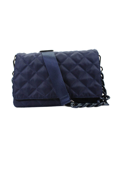 Haute Shore Womens Quilted Texture Lined Clutch Crossbody Bag Navy Blue