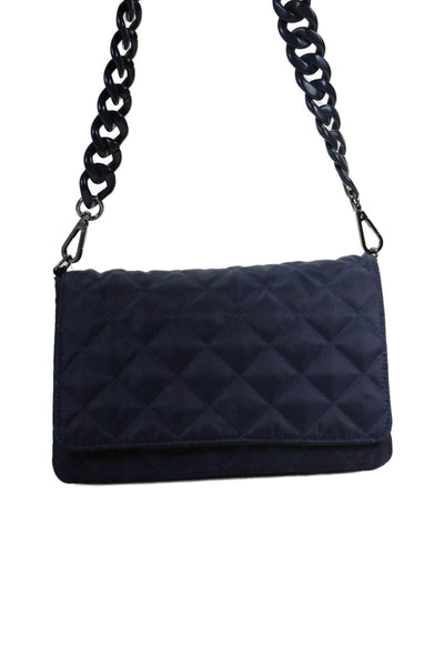 Haute Shore Womens Quilted Texture Lined Clutch Crossbody Bag Navy Blue