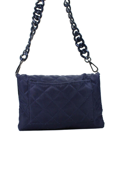 Haute Shore Womens Quilted Texture Lined Clutch Crossbody Bag Navy Blue