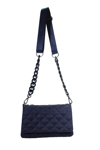 Haute Shore Womens Quilted Texture Lined Clutch Crossbody Bag Navy Blue