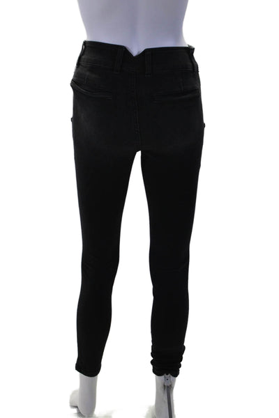 Joes Women's Button Closure High Waist Skinny Denim Pants Black Size 25