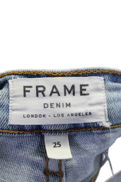 Frame Women's Low Rise Pockets Light Wash Distress Skinny Denim Pants Size 25