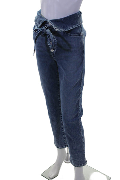 Le Jean Women's High Waist Medium Wash Straight Leg Denim Pants Size 24