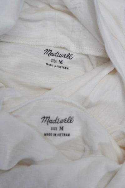 Madewell Womens Long Sleeve Turtleneck Tee Shirt White Cotton Size Medium Lot 2