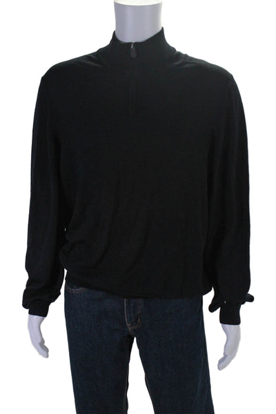 Bloomingdales The Mens Store Mens Black Merino Wool 1/2 Zip Sweater Top Size XXL