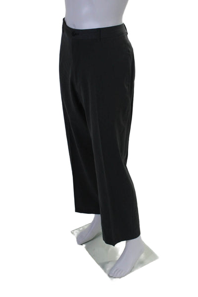 Armani Collezioni Womens Dark Gray Pleated Straight Leg Dress Pants Size 40L