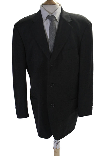 Boss Hugo Boss Mens Black Wool Three Button Long Sleeve Blazer 44R