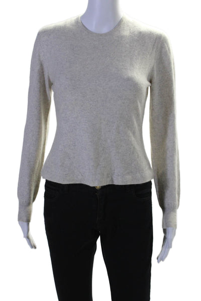 Brunello Cucinelli Women's Round Neck Long Sleeves Cashmere Sweater Gray Size S