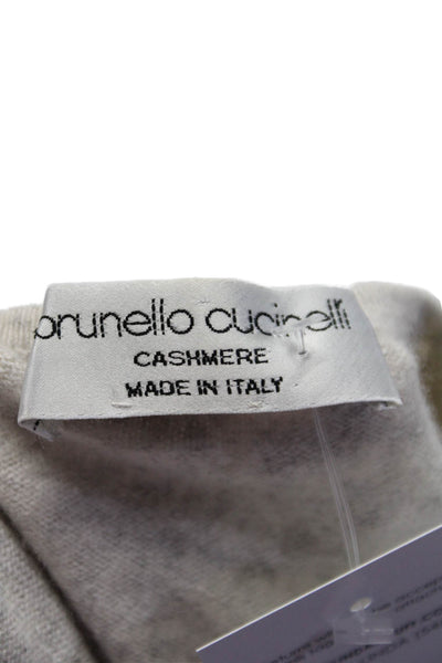 Brunello Cucinelli Women's Round Neck Long Sleeves Cashmere Sweater Gray Size S