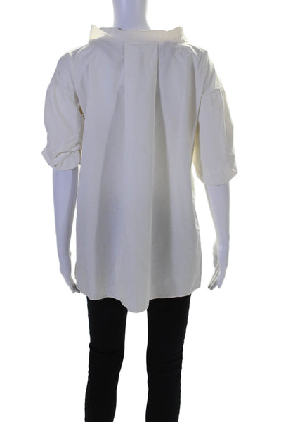 Chloe Women's Collared Short Sleeves Button Down Shirt Cream Size 34