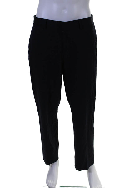 Burberry London Men's Hook Closure Flat Front Straight Leg Pants Black Size 50