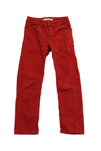 Monoprix Kids Five Pockets Button Closure Straight Leg Pants Red Size 6