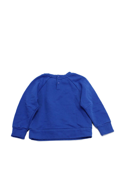 Jacadi Girls Round Neck Long Sleeves Graphic Pullover Sweatshirt Blue Size 6