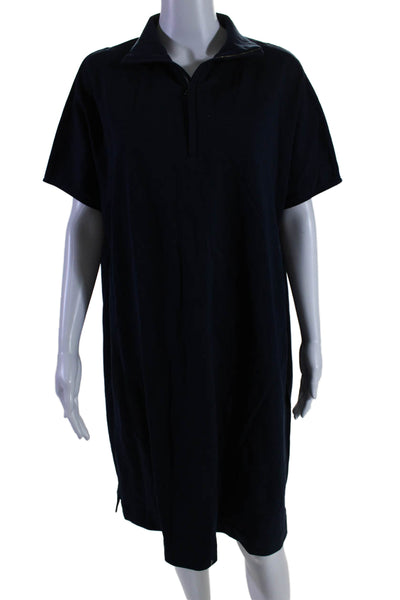 Joan Vass Womens Short Sleeve 1/2 Zip Long Basic Dress Blue Size Large