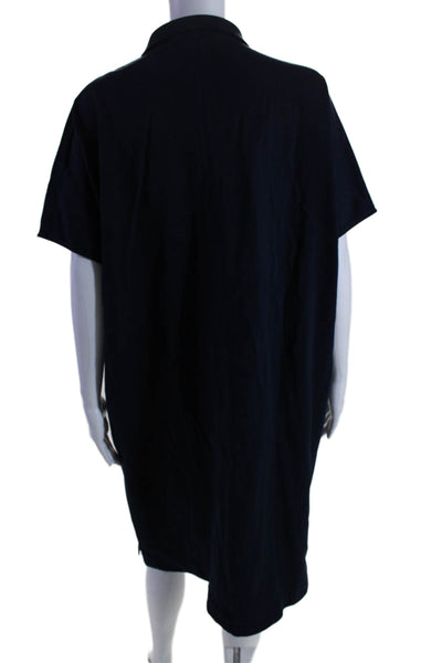 Joan Vass Womens Short Sleeve 1/2 Zip Long Basic Dress Blue Size Large