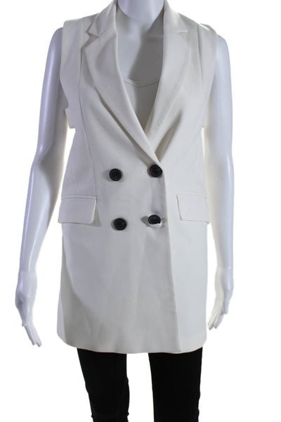 Zara Womens Collared Sleeveless Double Breasted Blazer Vest White Size XS