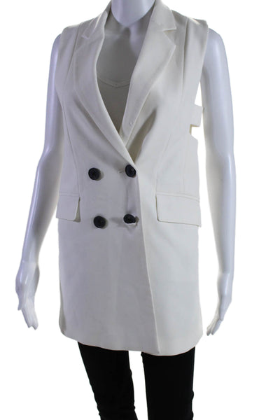 Zara Womens Collared Sleeveless Double Breasted Blazer Vest White Size XS