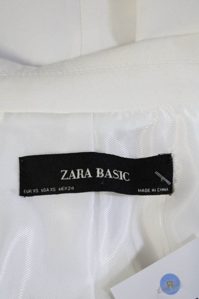 Zara Womens Collared Sleeveless Double Breasted Blazer Vest White Size XS