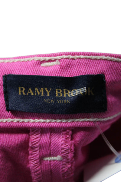 Ramy Brook Women's Lace Up Front Pockets Raw Hem Straight Leg Pants Pink Size 26