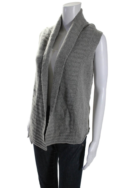 Theory Women's Open Front Sleeveless Cashmere Cardigan Sweater Gray Size S