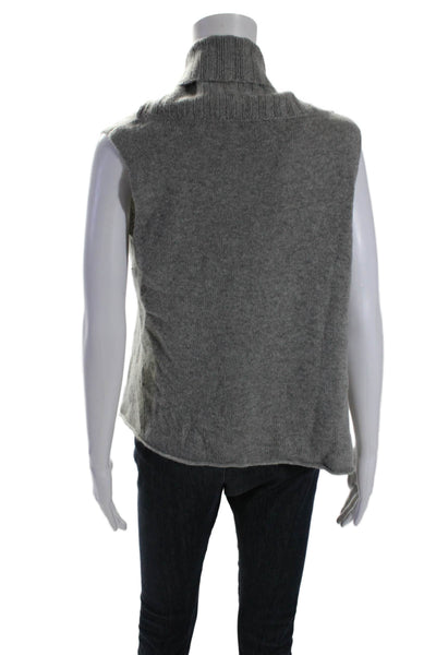 Theory Women's Open Front Sleeveless Cashmere Cardigan Sweater Gray Size S