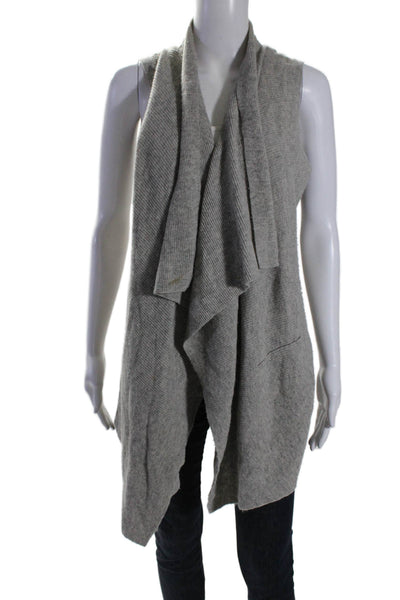 Vince Women's Round Neck Sleeveless Open Front Cardigan Sweater Gray Size S