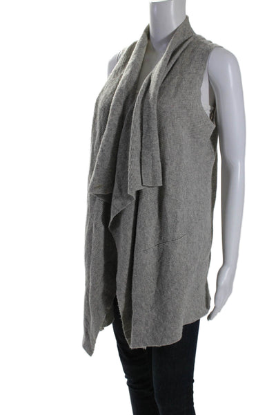 Vince Women's Round Neck Sleeveless Open Front Cardigan Sweater Gray Size S