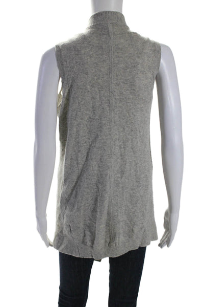 Vince Women's Round Neck Sleeveless Open Front Cardigan Sweater Gray Size S