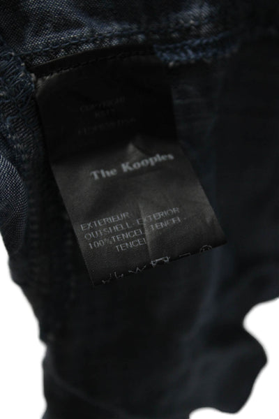The Kooples Women's Round Neck Short Sleeves Chambray Peplum Blouse Size XS