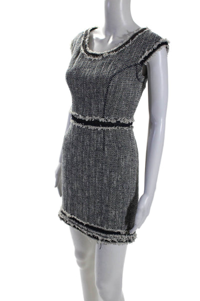 Rebecca Taylor Womens Cotton Tweed Sleeveless Mini Sheath Dress Navy Blue Size 0