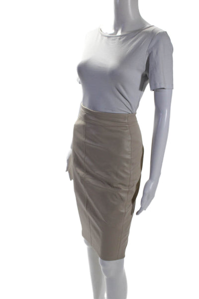 Bailey 44 Womens Faux Leather Lined Knee Length Pencil Skirt Cream White Size XS