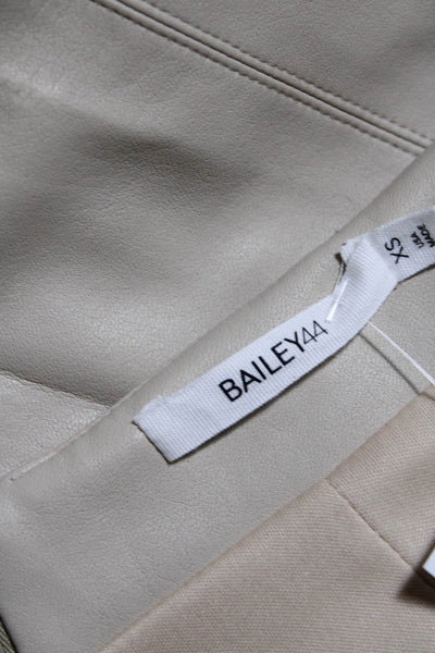 Bailey 44 Womens Faux Leather Lined Knee Length Pencil Skirt Cream White Size XS