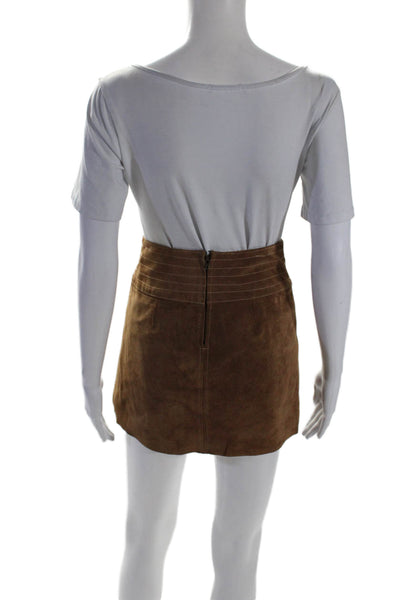 Free People Womens Suede Medallion Pockets Lined Mini A-Line Skirt Brown Size 0