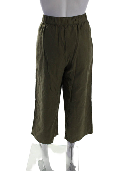 Eileen Fisher Womens Green Cotton High Waisted Straight Leg Crop Pants Size S