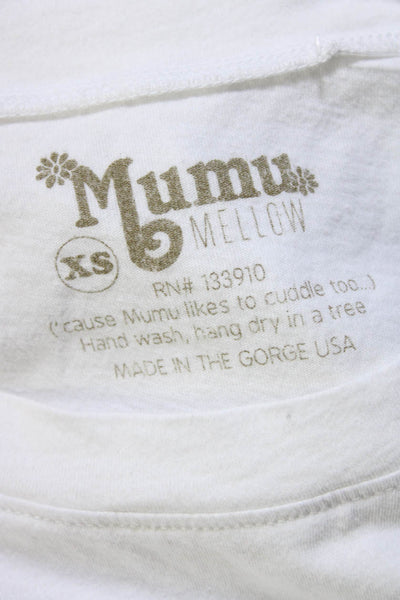 Mumu Mellow Womens Short Sleeve Crew Neck Venice Tee Shirt White Cotton Size XS