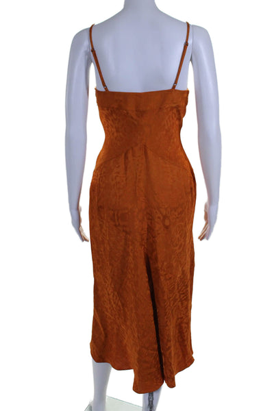 Equipment Femme Womens Abstract V-Neck Sleeveless Maxi Dress Orange Size 6