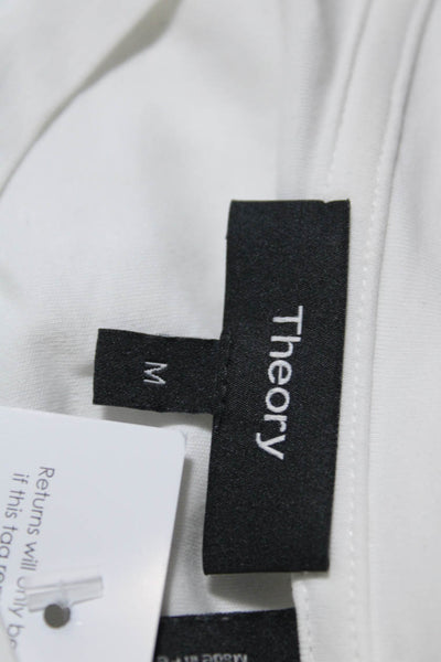 Theory Womens Short Sleeve Scoop Neck Tee Shirt White Cotton Size Medium