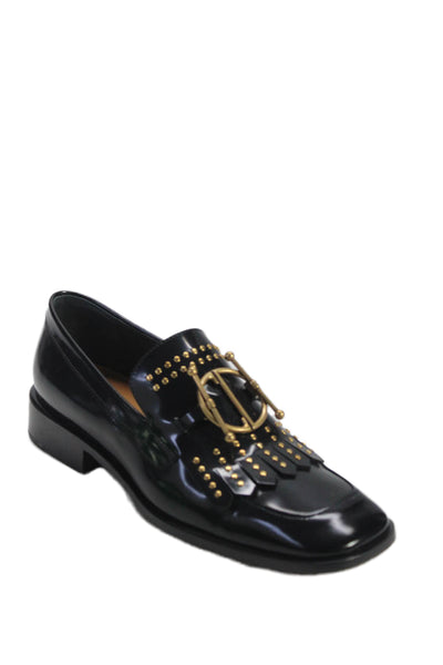 Christian Dior Womens Shiny Calfskin Dior Direction Loafers Black Size 38