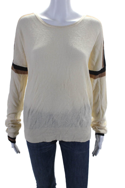 A.L.C. Womens Wool Round Neck Long Sleeve Pullover Sweater Top Beige Size S