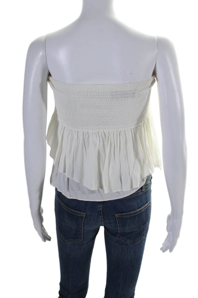 T Bags Los Angeles Womens Ruched Strapless Pullover Blouse Top White Size XS