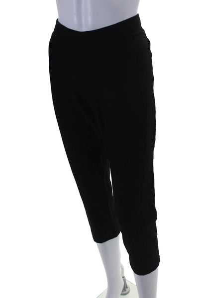 Eileen Fisher Womens Solid Black High Waisted Pull On Straight Leg Pants Size PL